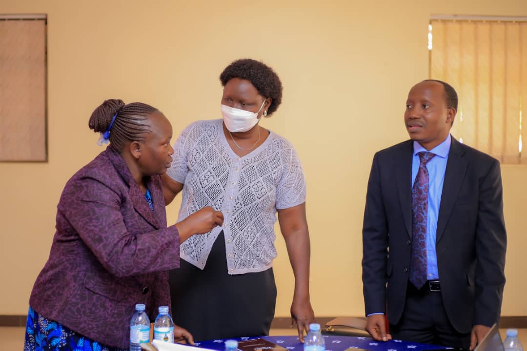 L-R: Lucy Okot, the focal person of Parenting Agenda, Juliana Naumo Akoryo, a Commissioner at MGLSD and Dr. Godfrey Siu, the Principal Investigator of the Parenting Agenda Project at Makerere University
